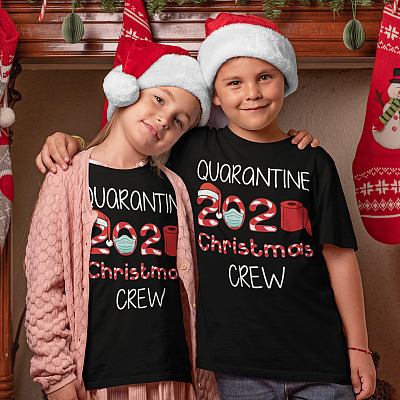 Alternative view of Quarantine 2020 Christmas Crew Youth Shirt - Pandemic Christmas Youth Shirt - Christmas 2020 Youth Shirt