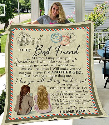 Alternative view of Personalized Letter To My Best Friend I Will Be By Your Side Airmail Fleece Blanket - Premium Sherpa Blanket
