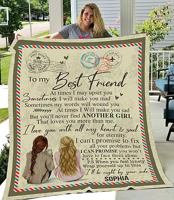 Personalized Letter To My Best Friend I Will Be By Your Side Airmail Fleece Blanket - Premium Sherpa Blanket