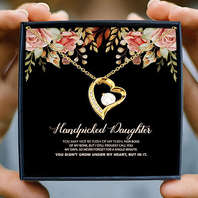 For My Handpicked Daughter Bonus Daughter Stepdaughter From Stepmother Forever Heart Pendant Necklace