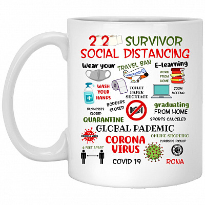 2020 Survivor Social Distancing Mug, White, 11 oz. White Mug