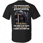 I Was Born In December I Am Warrior, Black, Unisex T-Shirt