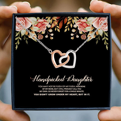 For My Handpicked Daughter Bonus Daughter Stepdaughter From Stepmother Interlocking Hearts Pendant Necklace
