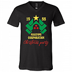 1988 Nakatomi Corporation Christmas Party Funny Die Hard Christmas T-Shirt - V Neck, Black, V-Neck T-Shirt