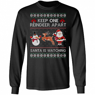 Keep One Reindeer Apart, Black, Long Sleeve