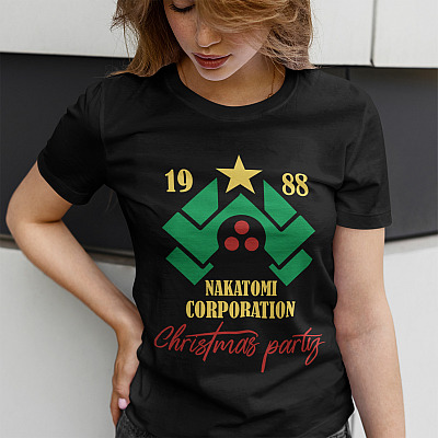 Alternative view of 1988 Nakatomi Corporation Christmas Party Funny Die Hard Christmas T-Shirt - V Neck
