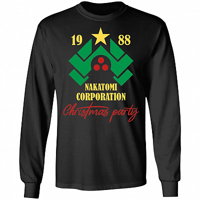 1988 Nakatomi Corporation Christmas Party Funny Die Hard Ugly Christmas Sweater Long Sleeve, Black, Long Sleeve
