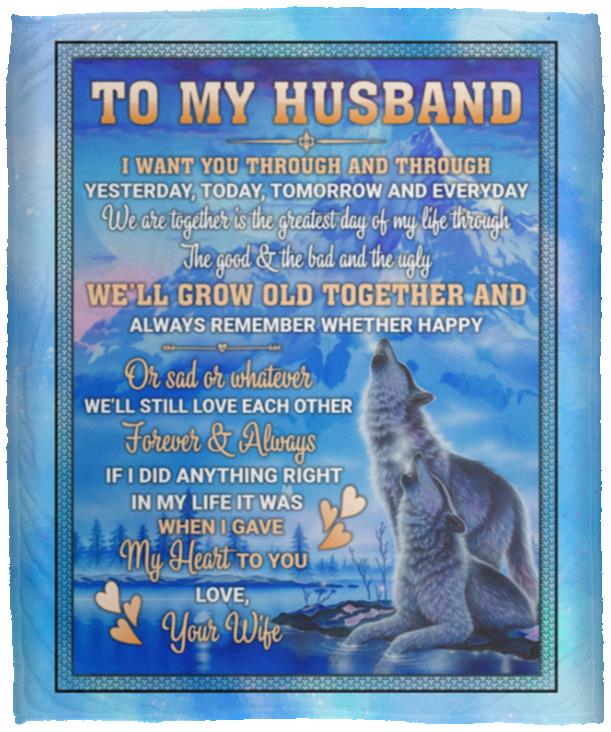 To My Husband I Love You, White, Cozy Plush Fleece Blanket - 50x60 To My Husband I Love You, White, Cozy Plush Fleece Blanket - 50x60
