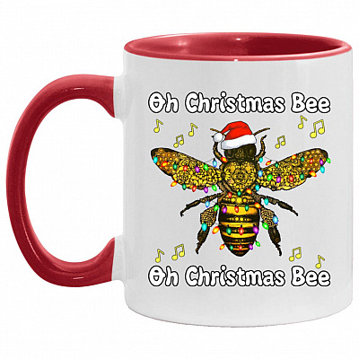 Oh Christmas Bee Oh Christmas Bee, White/Red, 11 oz. Accent Mug