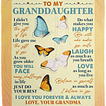 To My Granddaughter I Love You Fleece Blanket, White, Cozy Plush Fleece Blanket - 50x60