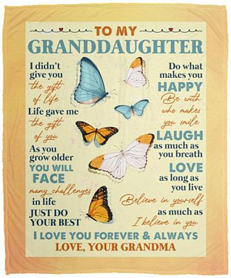 To My Granddaughter I Love You Fleece Blanket, White, Cozy Plush Fleece Blanket - 50x60