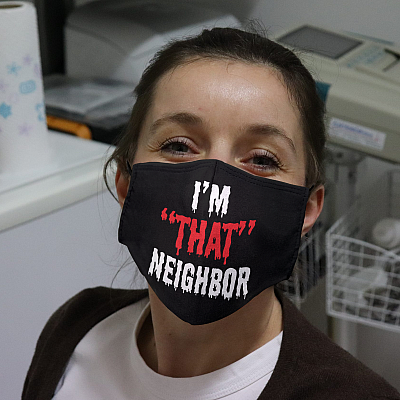Alternative view of I'm That Neighbour Tik Tok Funny Washable Reusable Custom Printed Cloth Face Mask Cover