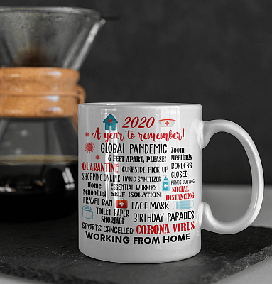 Alternative view of 2020 a Year to Remember Quarantine Ceramic Coffee Mug - Beer Stein - Water Bottle - Color Changing Mug