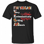I'm Vegan Very Enthusiastically Shirt, Black, Unisex T-Shirt