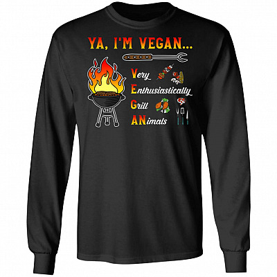 5KT. Ya I'm Vegan (4), Black, Long Sleeve
