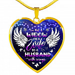 I'm Not A Widow I'm A Wife To A Husband With Wings Heart Pendant Necklace - Memorial Gifts For Loss of Husband Necklace - Heart Luxury Necklace (Gold Plated)
