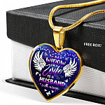 I'm Not A Widow I'm A Wife To A Husband With Wings Heart Pendant Necklace - Memorial Gifts For Loss of Husband Necklace - Heart Luxury Necklace (Gold Plated)