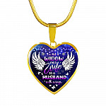 I'm Not A Widow I'm A Wife To A Husband With Wings Heart Pendant Necklace - Memorial Gifts For Loss of Husband Necklace - Heart Luxury Necklace (Gold Plated)