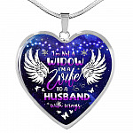 I'm Not A Widow I'm A Wife To A Husband With Wings Heart Pendant Necklace - Memorial Gifts For Loss of Husband Necklace - Heart Luxury Necklace (Silver)
