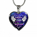 I'm Not A Widow I'm A Wife To A Husband With Wings Heart Pendant Necklace - Memorial Gifts For Loss of Husband Necklace - Heart Luxury Necklace (Silver)