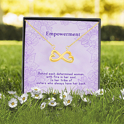Empowerment Behind Each Determined Woman Is Her Tribe Feminist Infinity Heart Pendant Necklace