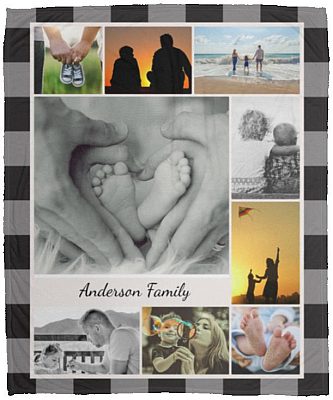 Personalized Photo Family Gift, White, Cozy Plush Fleece Blanket - 50x60