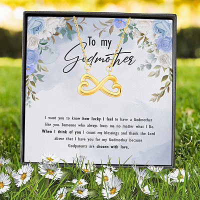To My Godmother I Want You To Know How Lucky I Feel To Have A Godmother Like You Infinity Heart Pendant Necklace