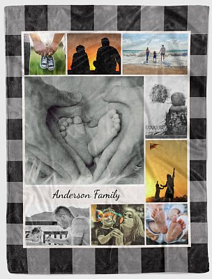 Alternative view of Personalized Photo Family Gift - Anniversary Gift for Husband and Wife Fleece Blanket - Mink Blanket