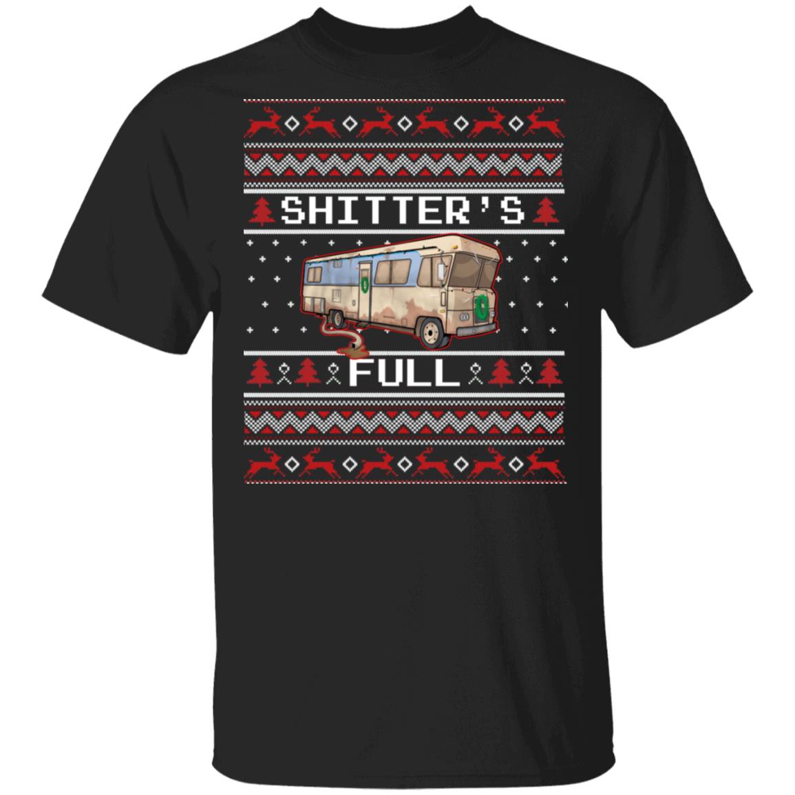 Shitter's Full Ugly Christmas Sweater Shirt, Black, Unisex T-Shirt