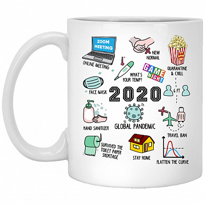 2020 Pandemic Ceramic Coffee Mug, White, 11 oz. White Mug