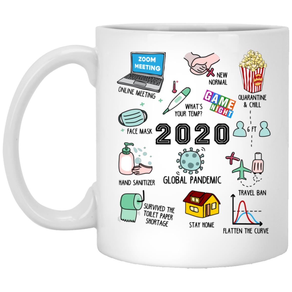 2020 Pandemic Ceramic Coffee Mug, White, 11 oz. White Mug
