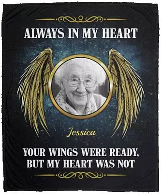 Customized Photo Always In My Heart Blanket, White, Cozy Plush Fleece Blanket - 50x60