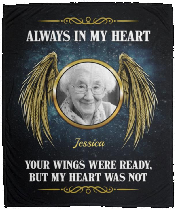 Customized Photo Always In My Heart Blanket, White, Cozy Plush Fleece Blanket - 50x60