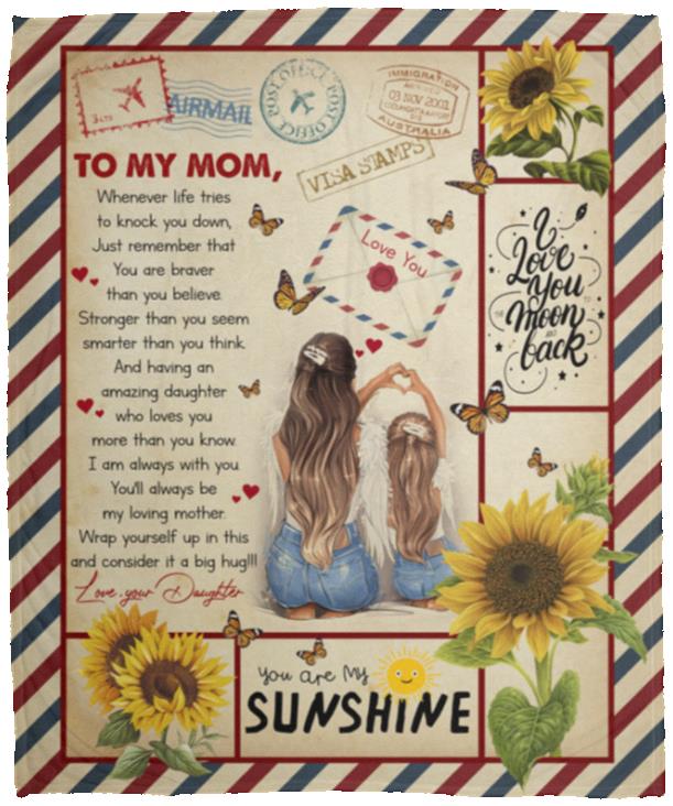 To My Mom Fleece Mink Blanket, White, Cozy Plush Fleece Blanket - 50x60