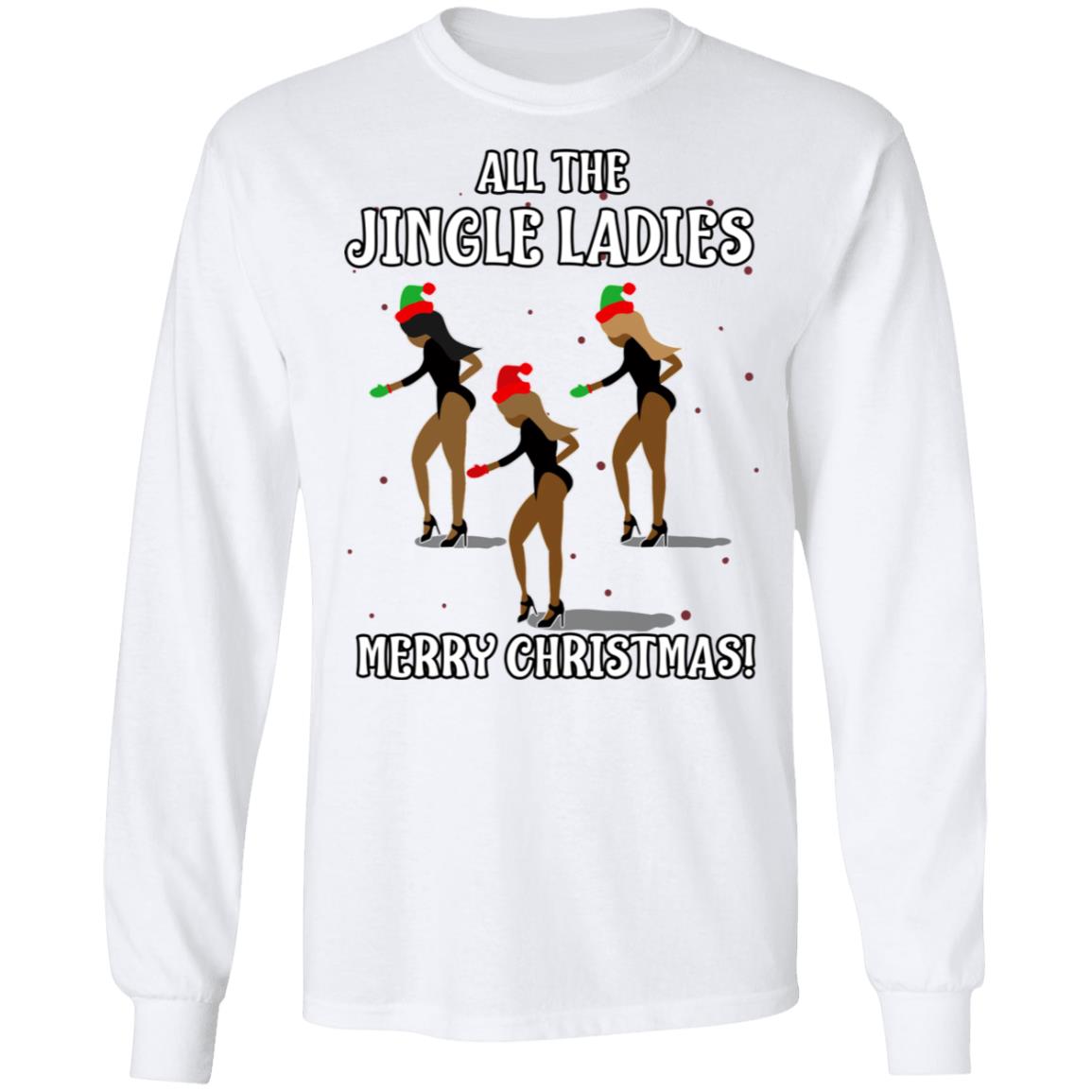 Jingle Ladies Hoodie, White, Long Sleeve