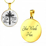 Let Your Faith Be Bigger Than Your Fear Christian Cross Circle Pendant Necklace Gifts - Circle Luxury Necklace (Gold Plated)