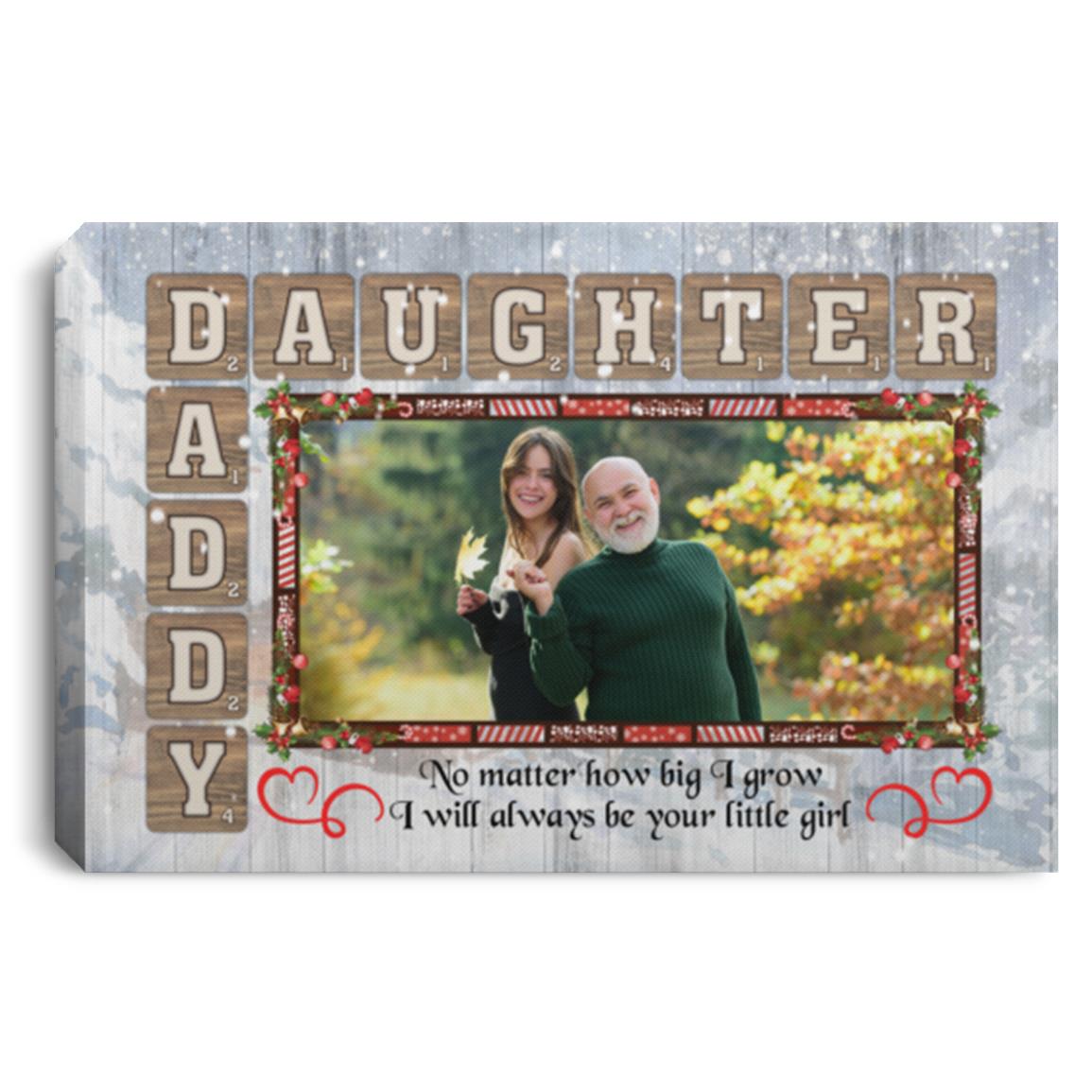 Custom Photo Daddy Daughter, White, 0.75'' Framed Canvas