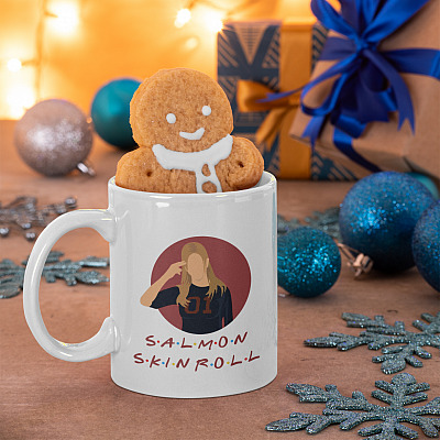 Alternative view of Rachel Salmon Skin Roll Ceramic Coffee Mug - Beer Stein - Water Bottle - Friends Show Mug - Rachel Mug