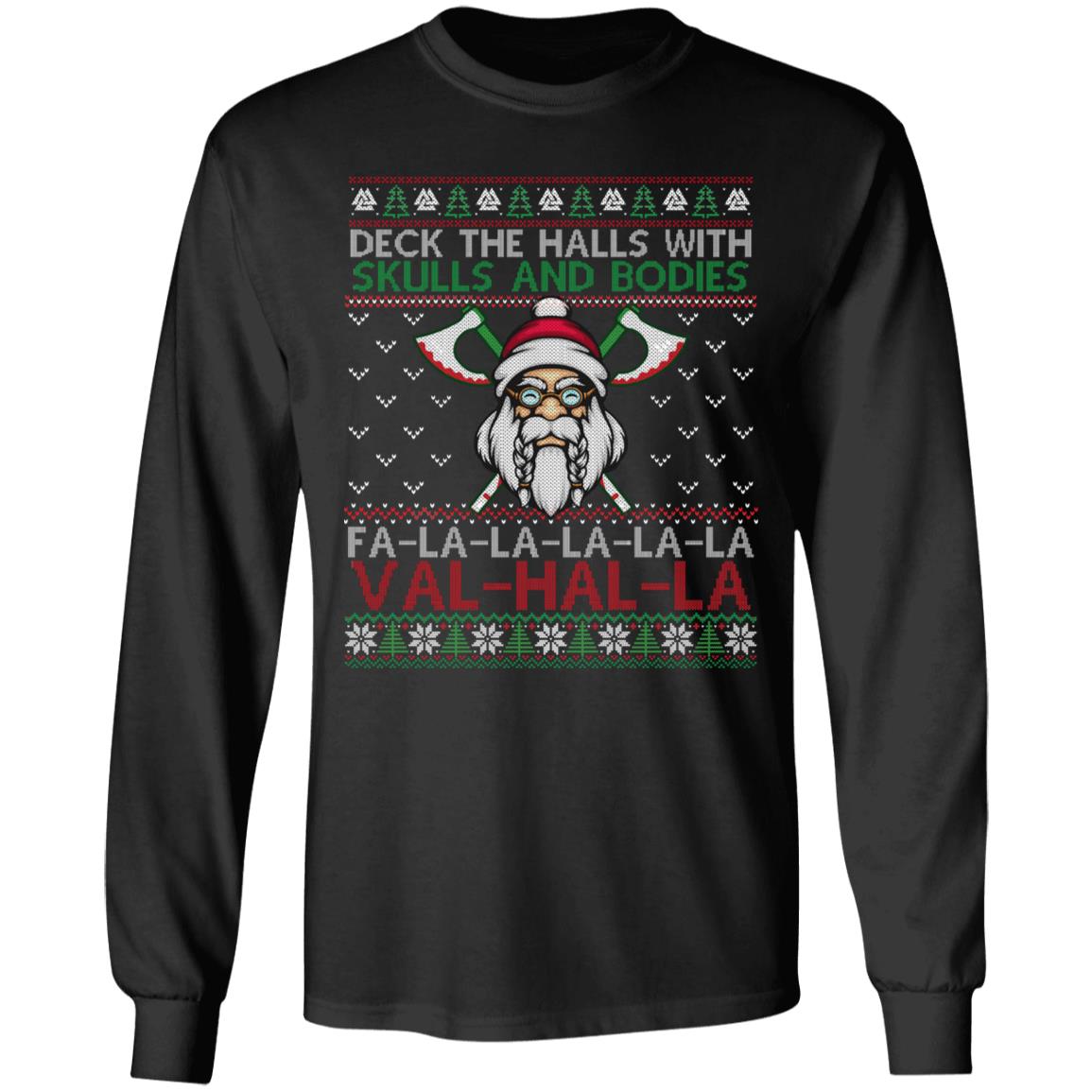 Deck The Halls With Skulls Sweatshirt, Black, Long Sleeve