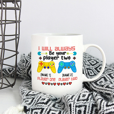 Alternative view of Personalized I Will Always Be Your Player Two Funny Gamer Couple Gift Ceramic Coffee Mug - Water Bottle