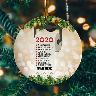 Alternative view of Personalized Quarantine Pandemic Christmas 2020 Toilet Paper Covid Christmas Holiday Decoration Circle Ornament