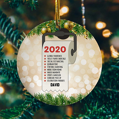 Personalized Quarantine Pandemic Christmas 2020 Toilet Paper Covid Christmas Holiday Decoration Circle Ornament