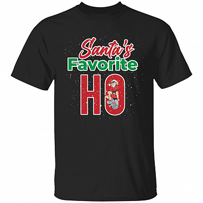 Santa's Favorite Ho T-Shirt - Funny Family Matching Christmas Gift, Black, Unisex T-Shirt