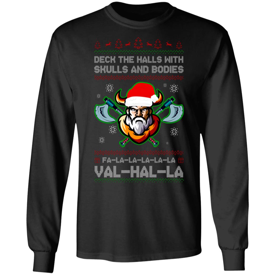 Viking Deck The Halls With Skulls Hoodie, Black, Long Sleeve