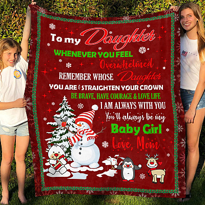 Alternative view of To My Daughter Whenever You Feel Overwhelmed Christmas Fleece Blanket - Mink Sherpa Blanket - Woven Blanket