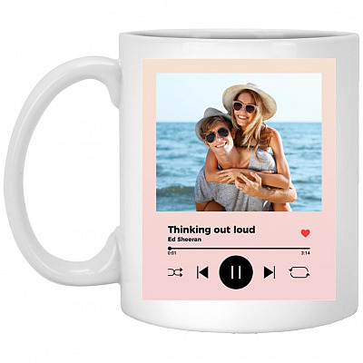 Personalized Custom Photo Music Mug, White, 11 oz. White Mug