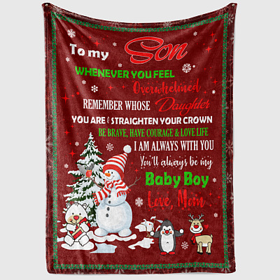 Alternative view of To My Son Whenever You Feel Overwhelmed Christmas Fleece Blanket - Mink Sherpa Blanket - Woven Blanket