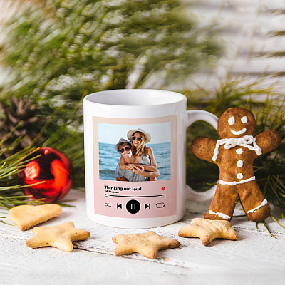 Alternative view of Personalized Custom Photo Music Plaque Song Plaque Stream Custom Text Ceramic Coffee Mug - Gift For Couple