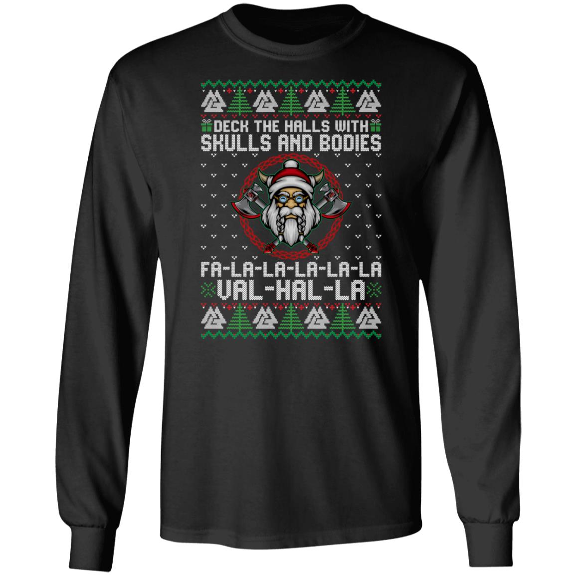 Deck The Halls With Skulls Bodies Hoodie, Black, Long Sleeve Deck The Halls With Skulls Bodies Hoodie, Black, Long Sleeve