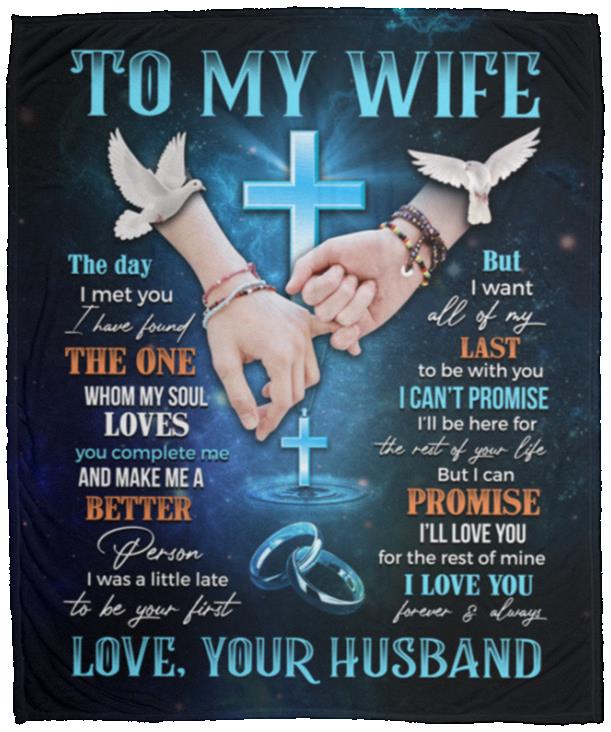 Cross Dove To My Wife The Day, White, Cozy Plush Fleece Blanket - 50x60 Cross Dove To My Wife The Day, White, Cozy Plush Fleece Blanket - 50x60